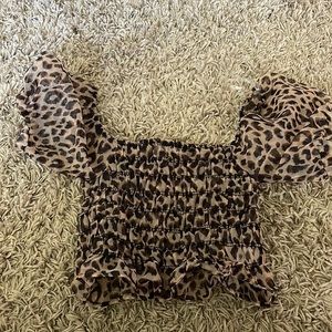 Lelis leopard print crop top